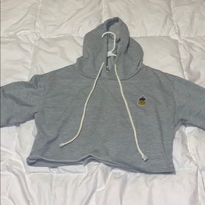 Gray sweatshirt crop top